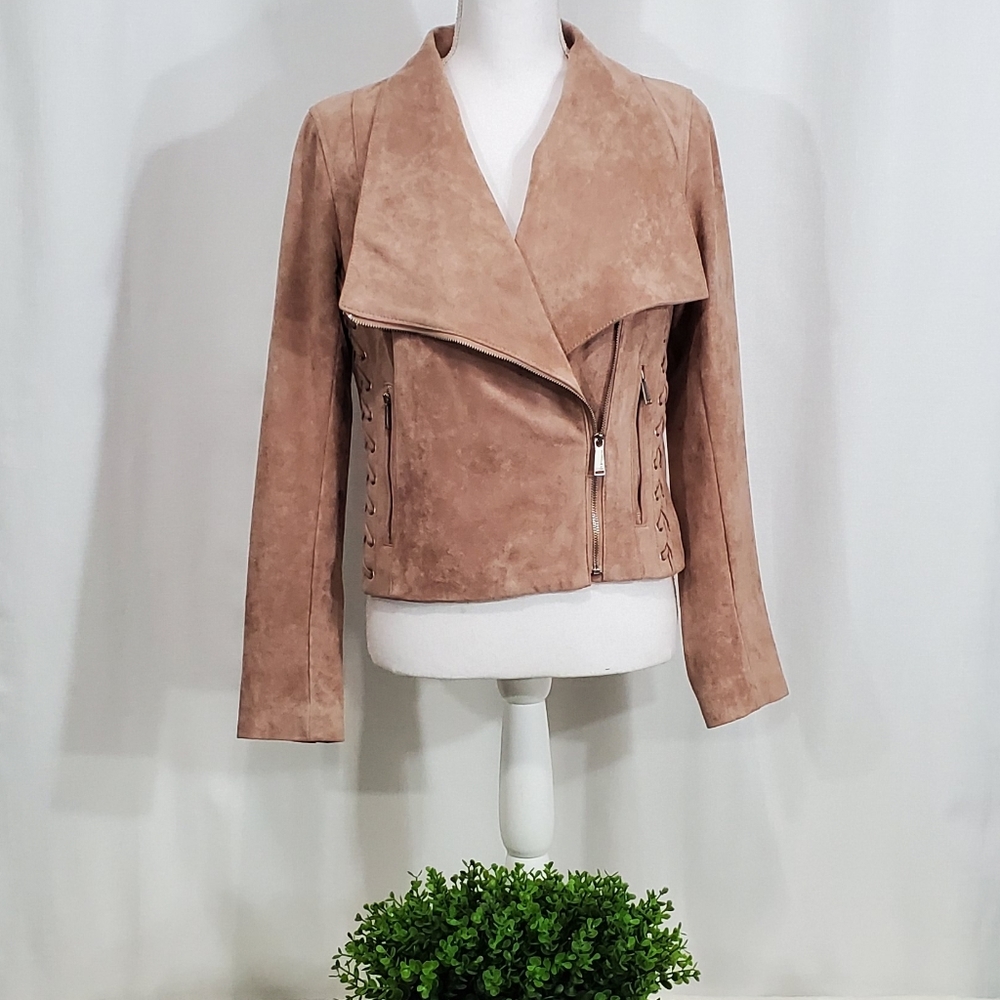BCBGeneration Faux-Suede Lace-Up Moto Jacket